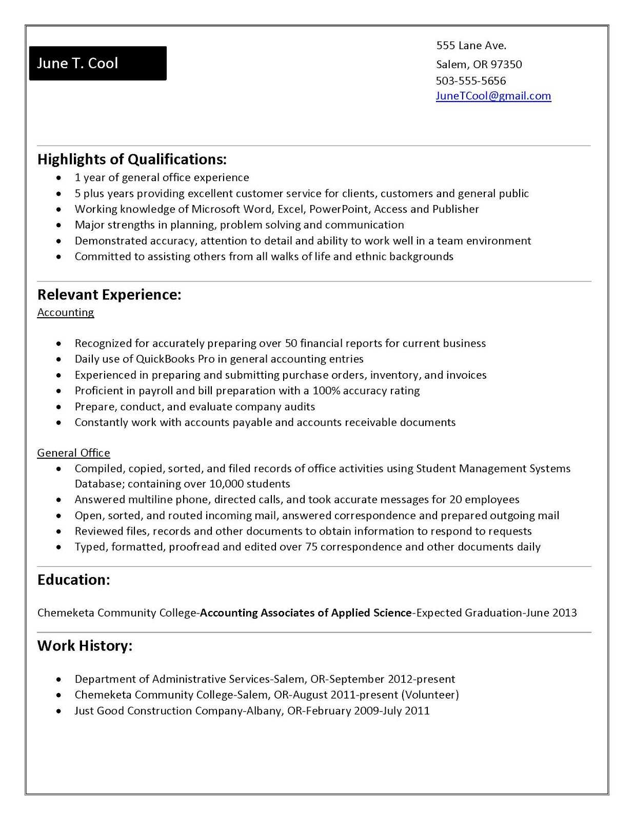 Accounting Functional Resume: College Student Resume With Regard To College Student Resume Template Microsoft Word