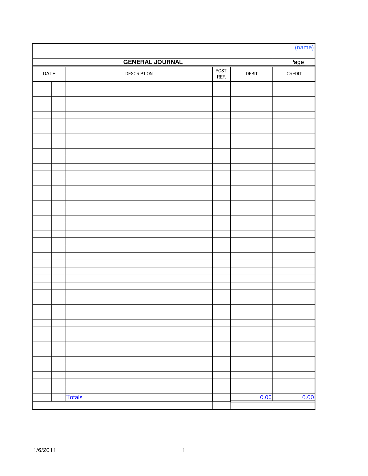Accounting Ledger Worksheet | Printable Worksheets And With Regard To Blank Ledger Template