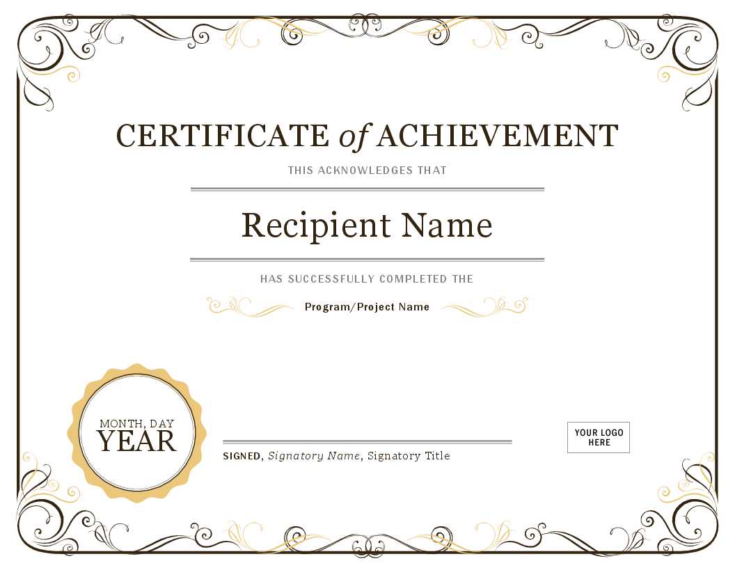 Achievement Award Certificate Template – Dalep.midnightpig.co Within Blank Award Certificate Templates Word
