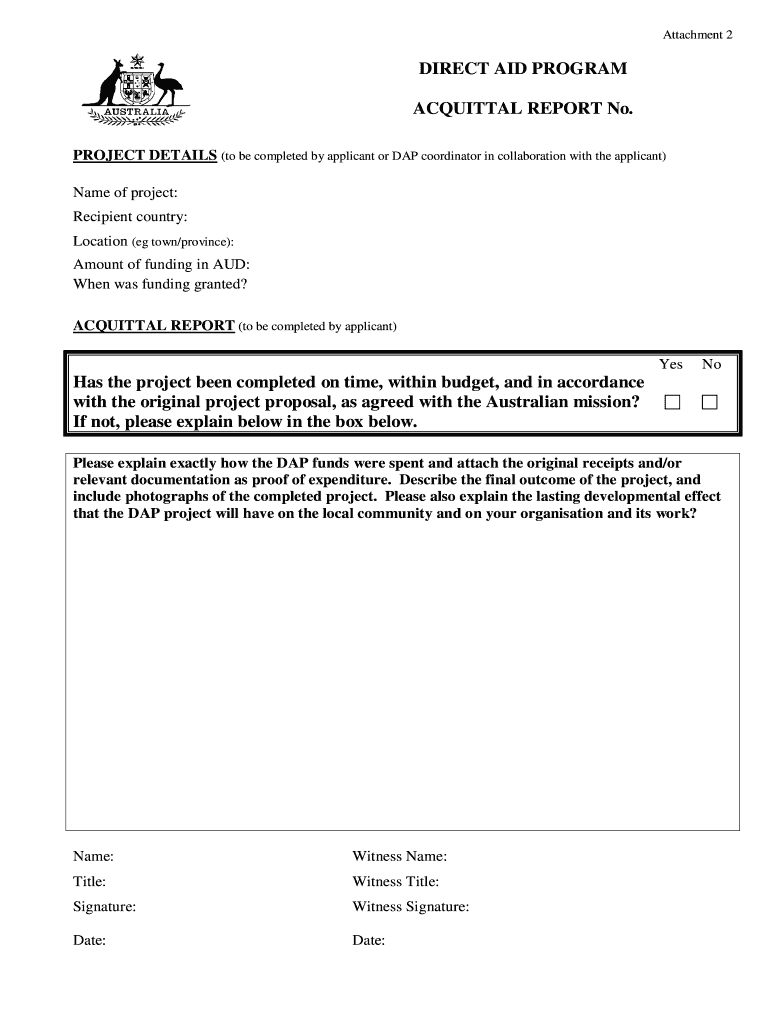 Acquittal Form – Fill Online, Printable, Fillable, Blank For Acquittal Report Template