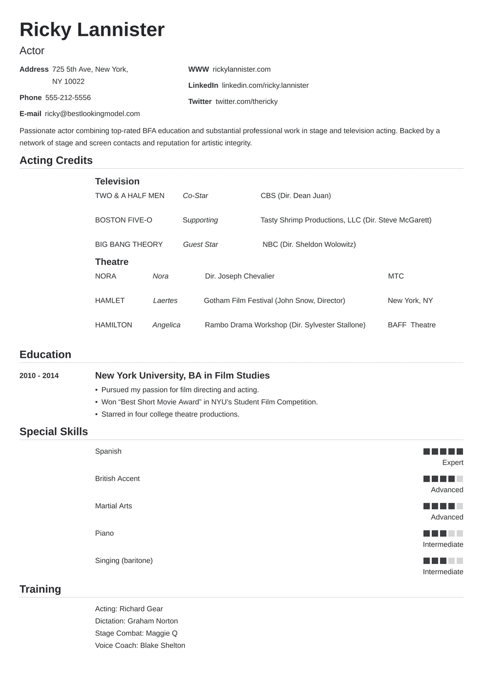 Actors Resume Format – Calep.midnightpig.co With Regard To Theatrical Resume Template Word