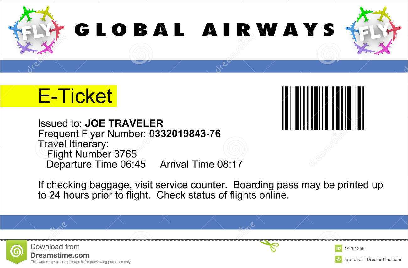 Airline E Ticket Stock Illustration. Illustration Of Travel With Plane Ticket Template Word