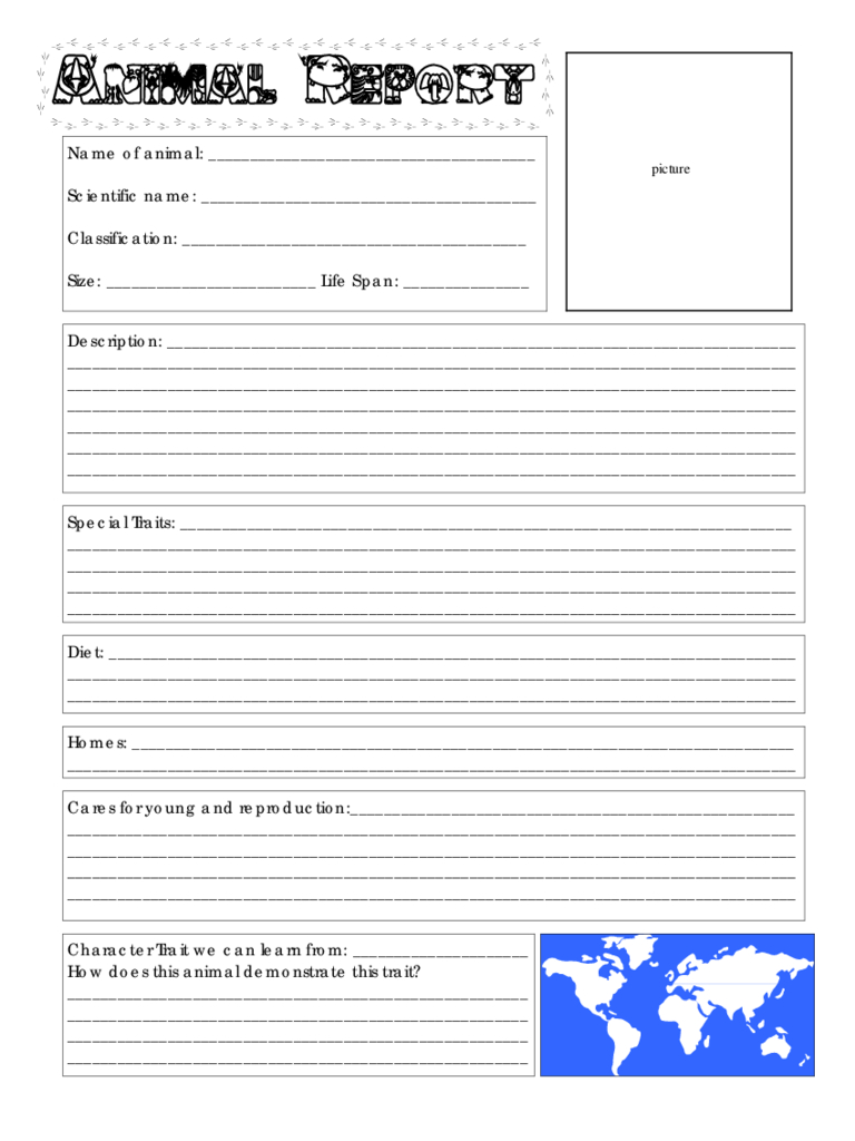 Animal Report Template – 5 Free Templates In Pdf, Word Regarding Animal Report Template
