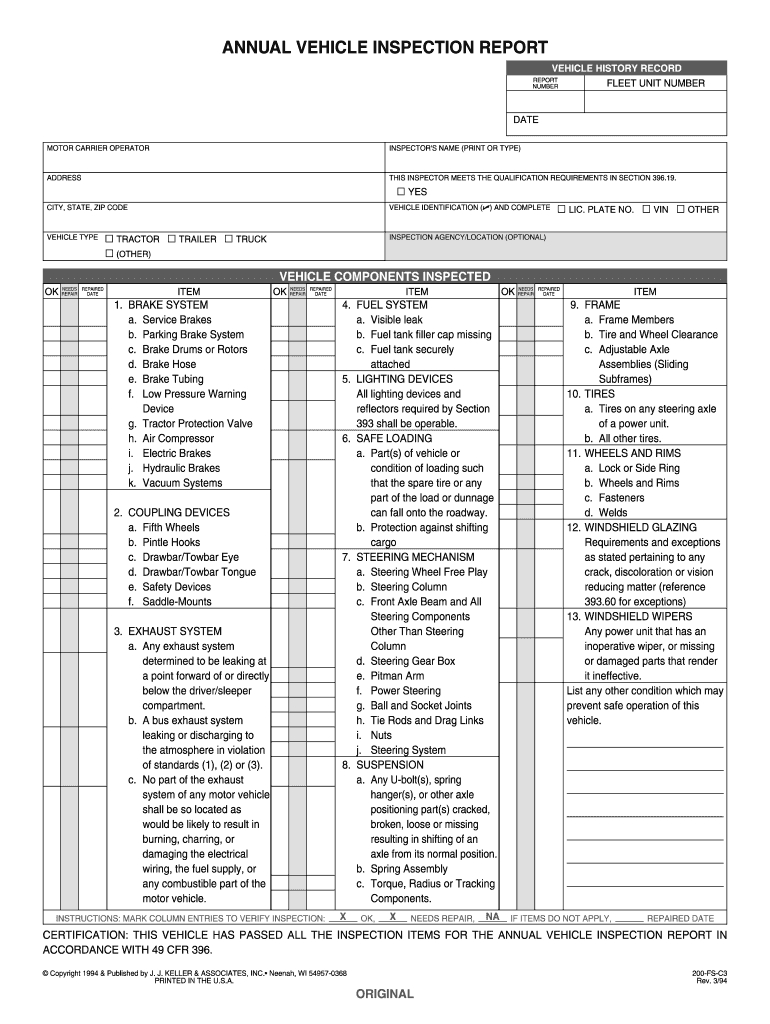 Annual Vehicle Inspection Report Fillable Pdf – Fill Online Intended For Vehicle Inspection Report Template