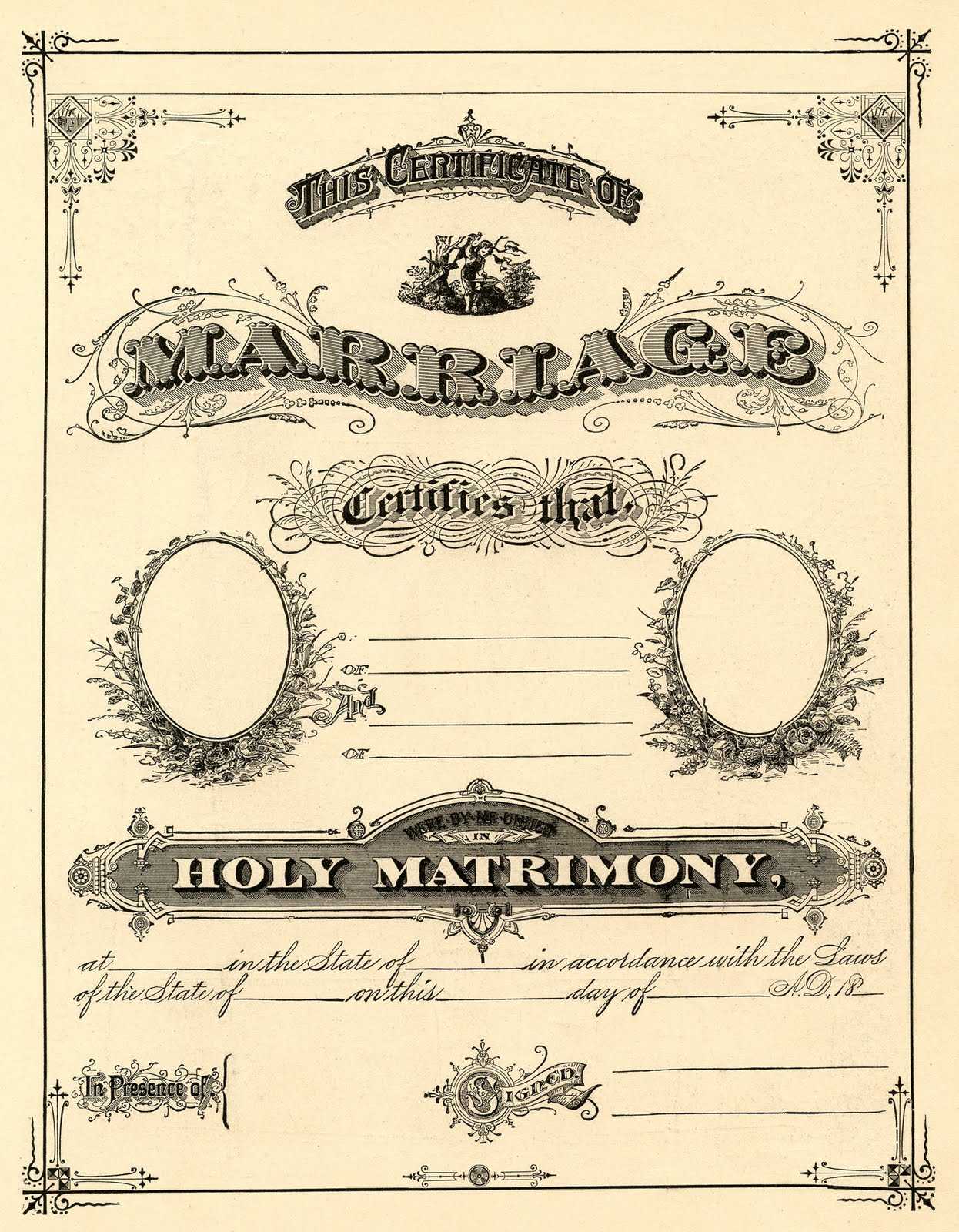 Antique Ephemera Clip Art – Printable Marriage Certificate Throughout Blank Marriage Certificate Template