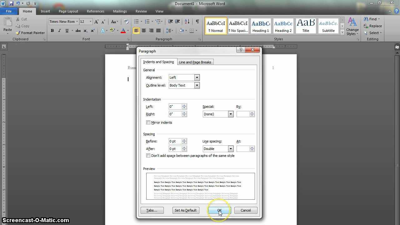 Apa Format Setup In Word 2010 Updated Regarding Apa Template For Word 2010