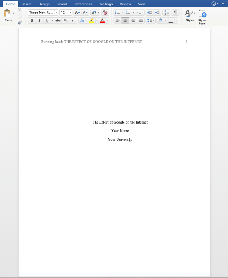 Apa Running Head Example | How To Format And Insert In Word for Word ...