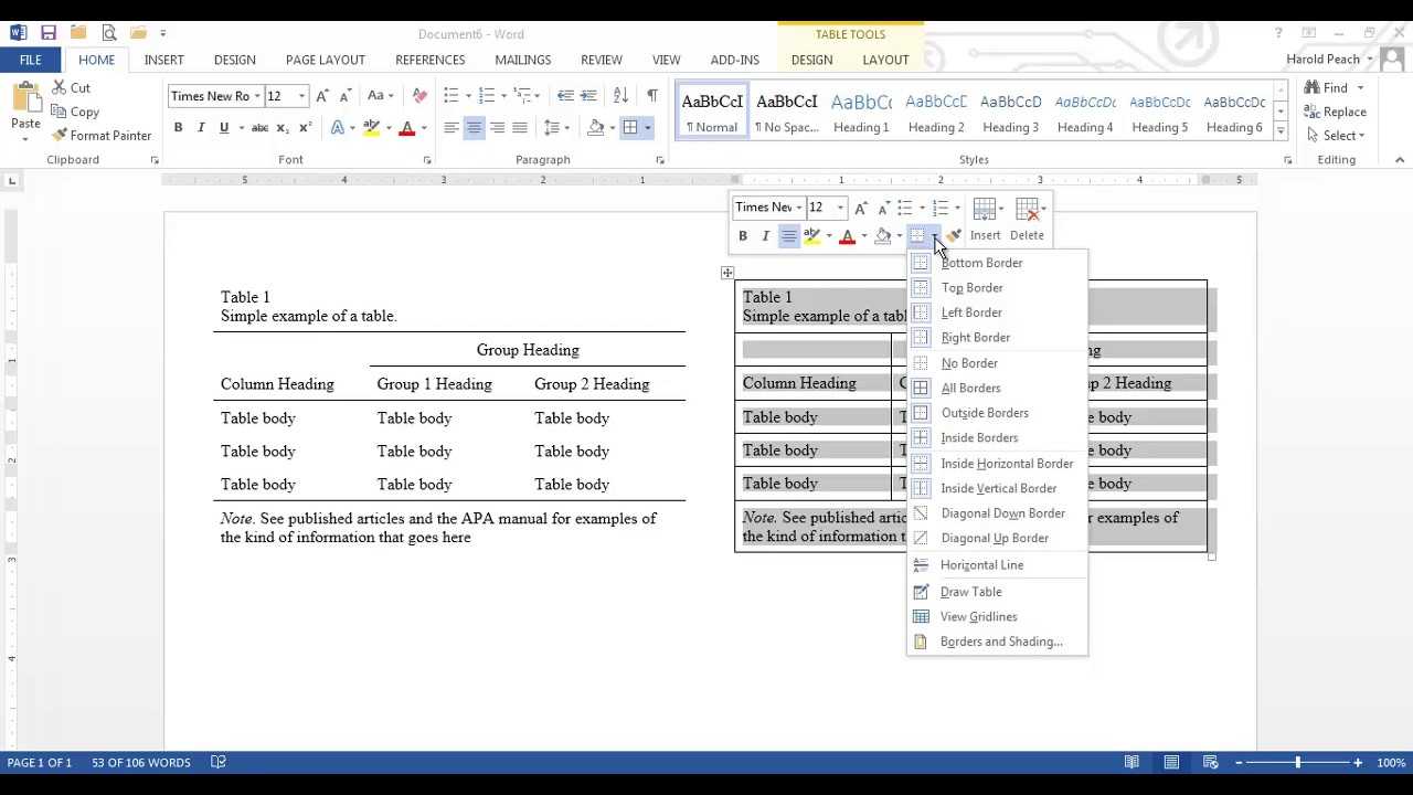 Apa Tables In Word Inside Apa Table Template Word