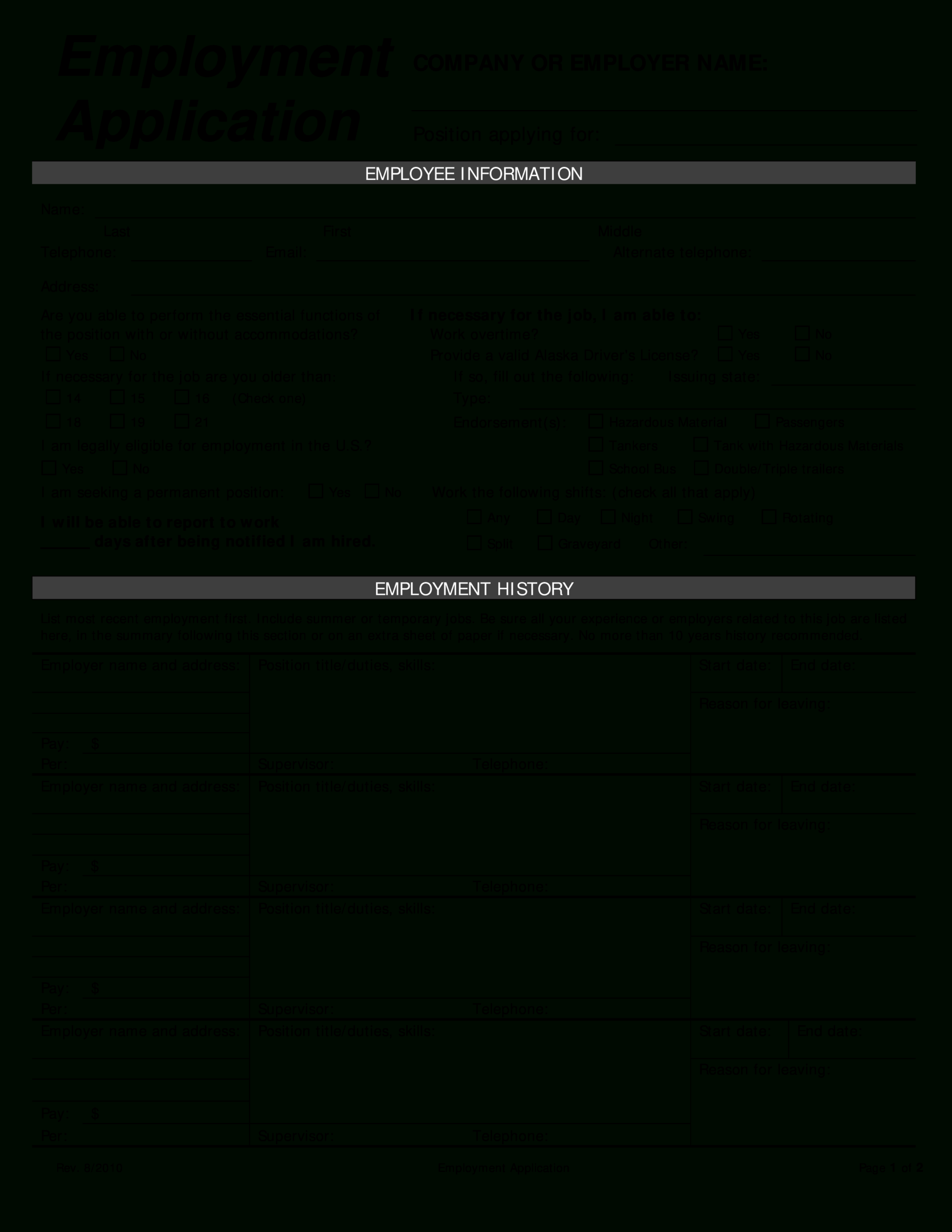 Application Form For Employment Template – Dalep.midnightpig.co Inside Job Application Template Word