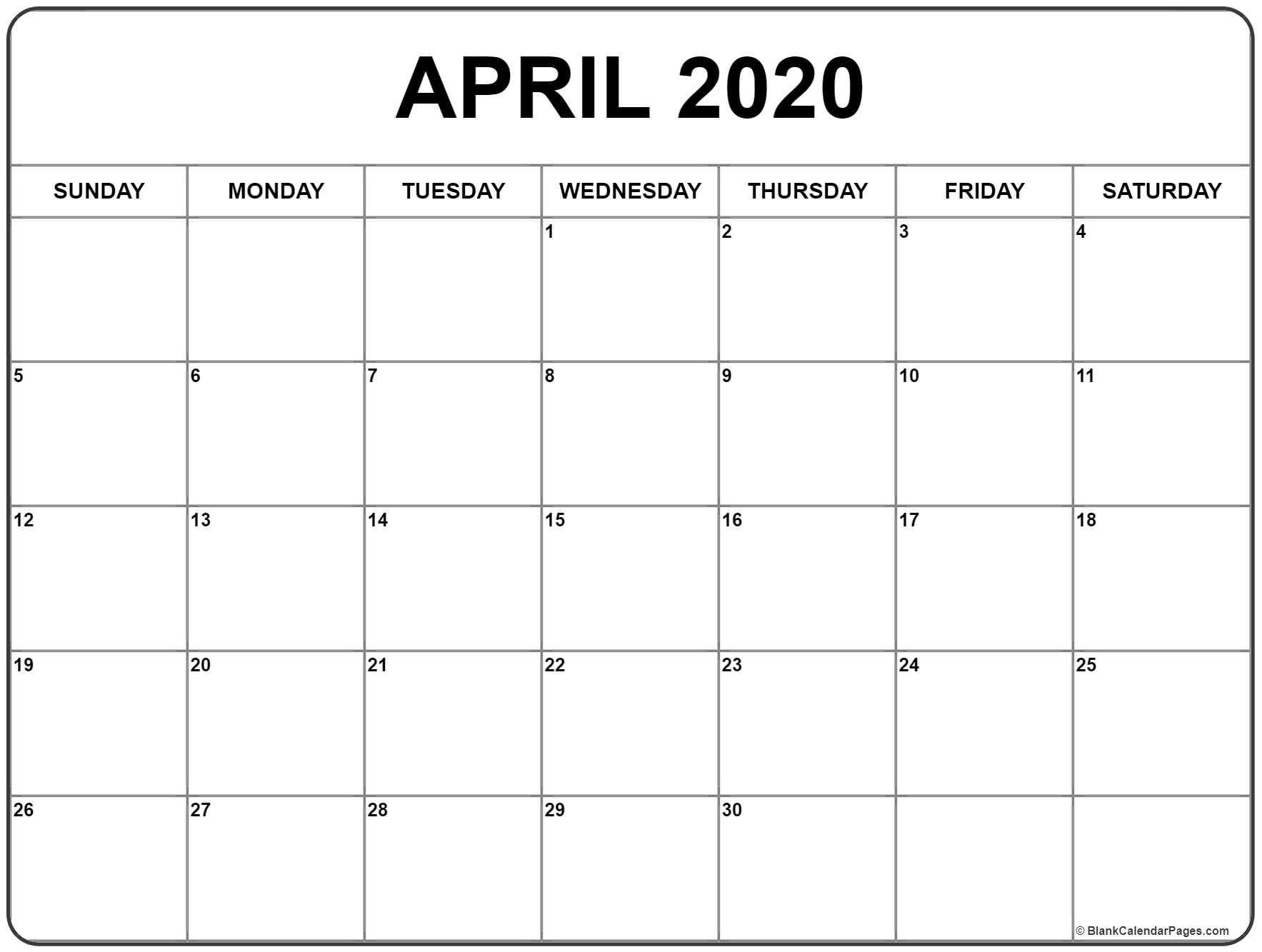 April 2020 Calendar | Free Printable Monthly Calendars Within Full Page Blank Calendar Template