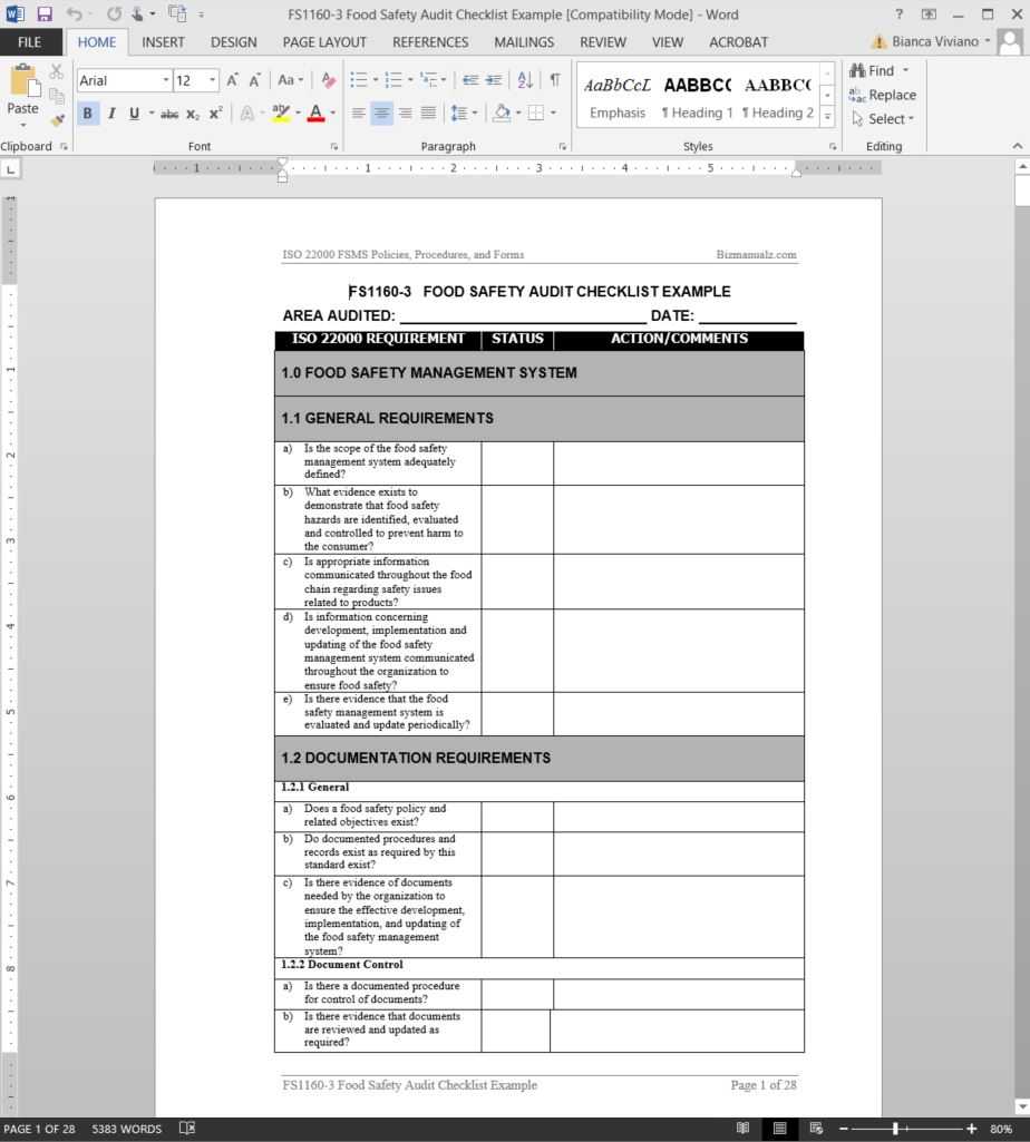 Audit Template Word – Calep.midnightpig.co For Iso 9001 Internal Audit Report Template