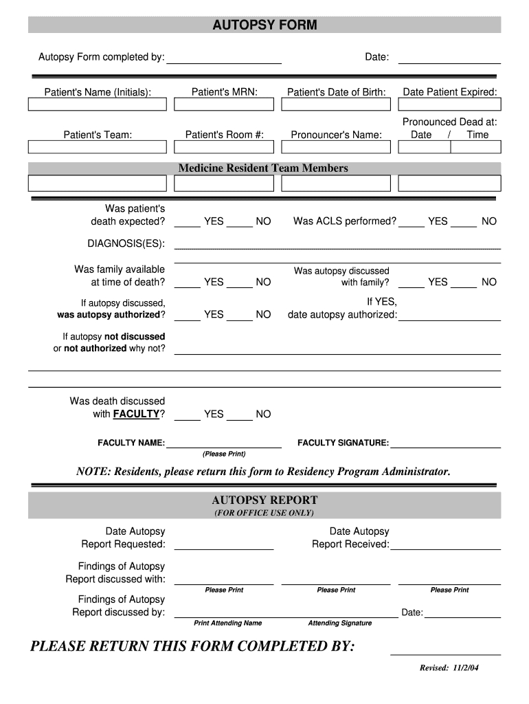 Autopsy Report Template – Fill Online, Printable, Fillable In Coroner's Report Template