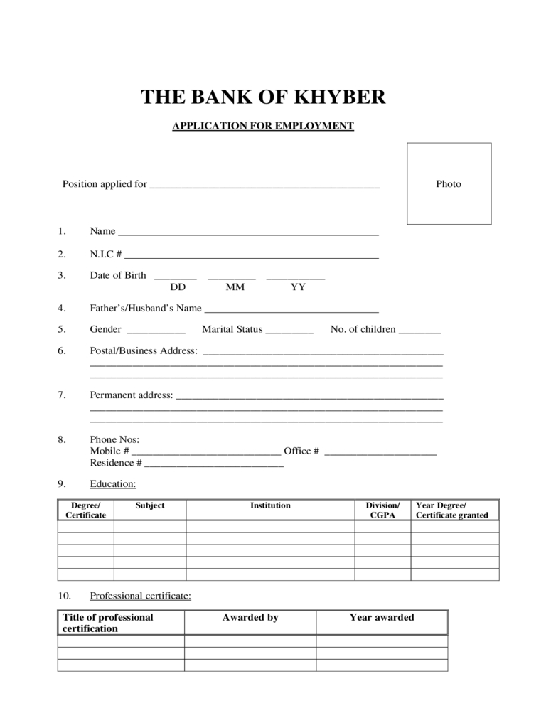 Bank Job Application Form – 5 Free Templates In Pdf, Word Pertaining To Job Application Template Word