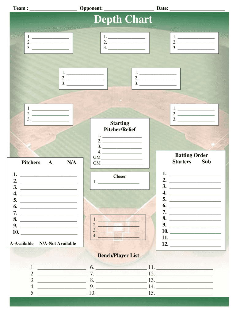 Baseball Depth Chart Template – Duna In Blank Football Field Template
