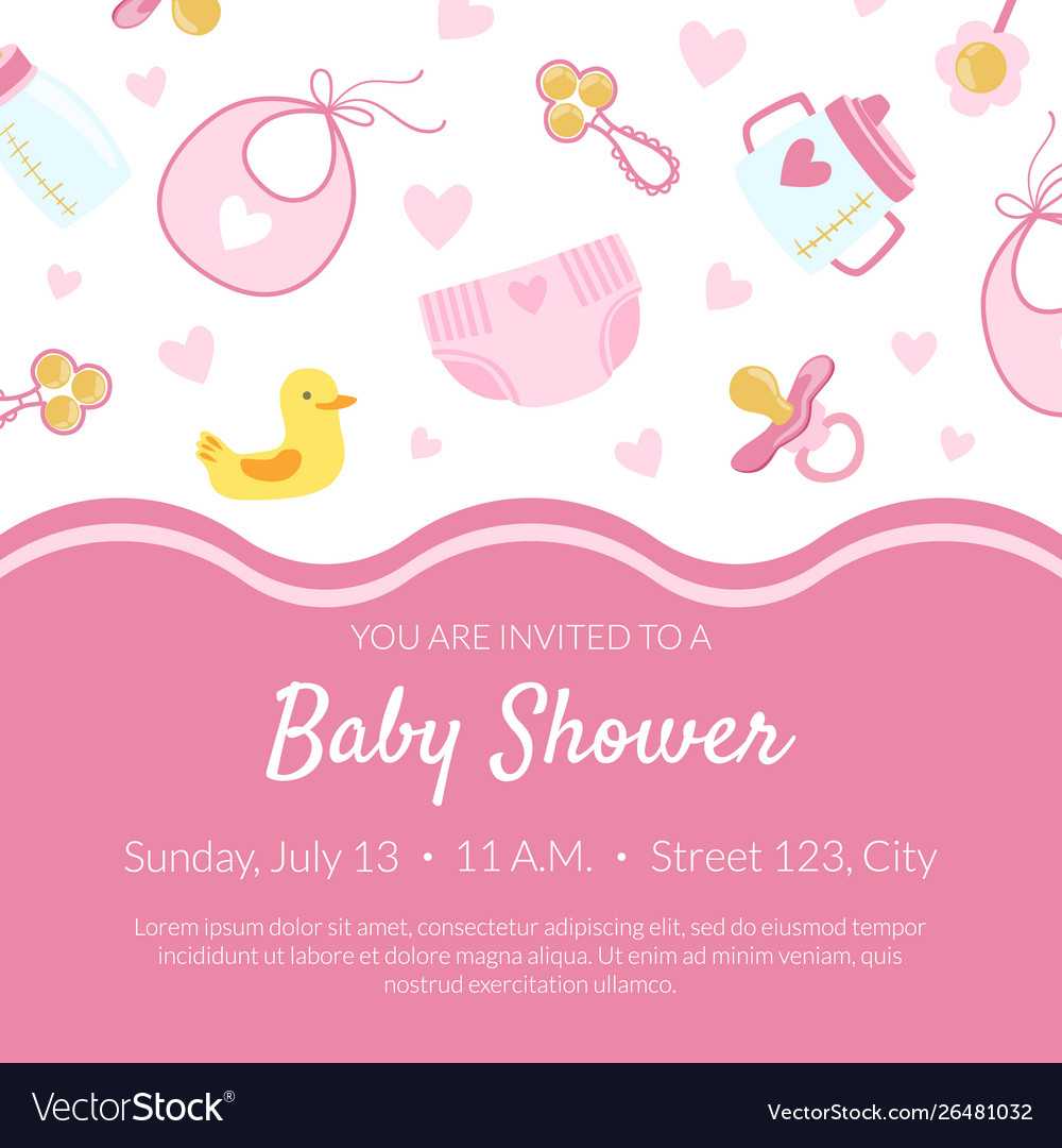 Bashower Invitation Banner Template Pink Card Within Baby Shower Banner Template