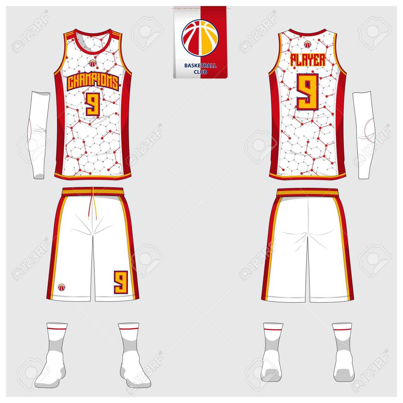 Basketball Uniform Or Sport Jersey, Shorts, Socks Template For.. Regarding Blank Basketball Uniform Template