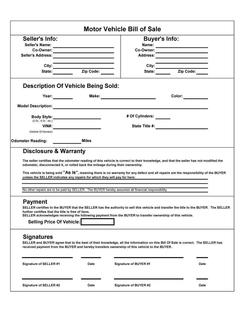 Bill Of Sale Template For Car Free - Dalep.midnightpig.co Within Car Bill Of Sale Word Template