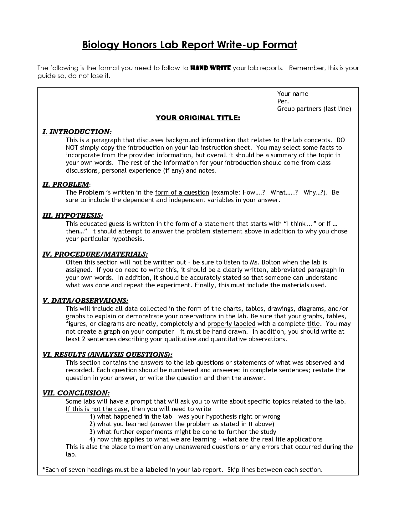 Biology Lab Report Format Example College Essays Writing In Lab Report Template Middle School