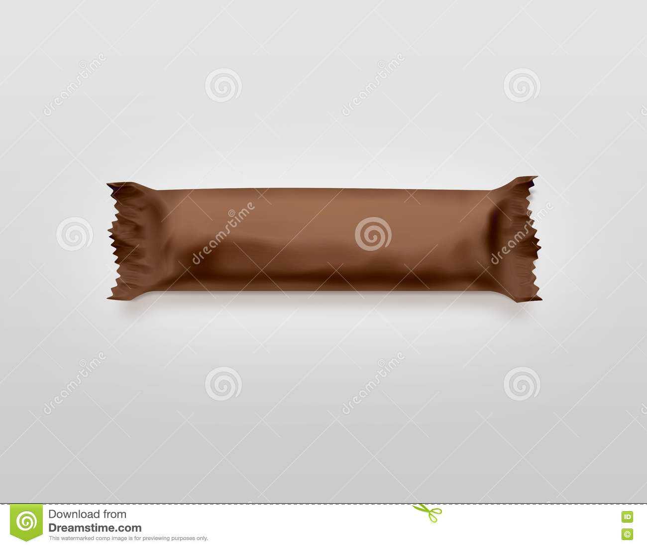 Blank Brown Candy Bar Plastic Wrap Mockup Isolated. Stock With Blank Candy Bar Wrapper Template For Word