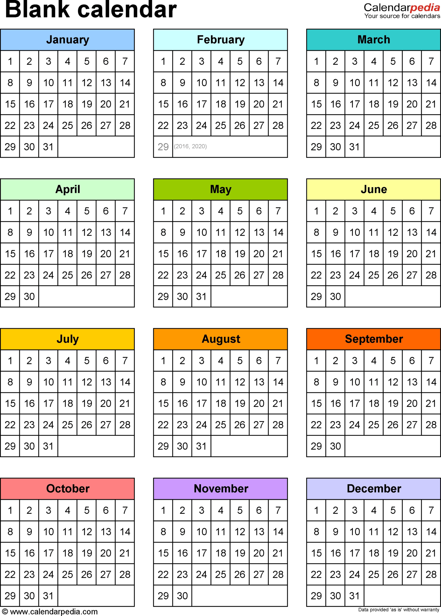 Blank Calendars – Free Printable Microsoft Word Templates pertaining to ...