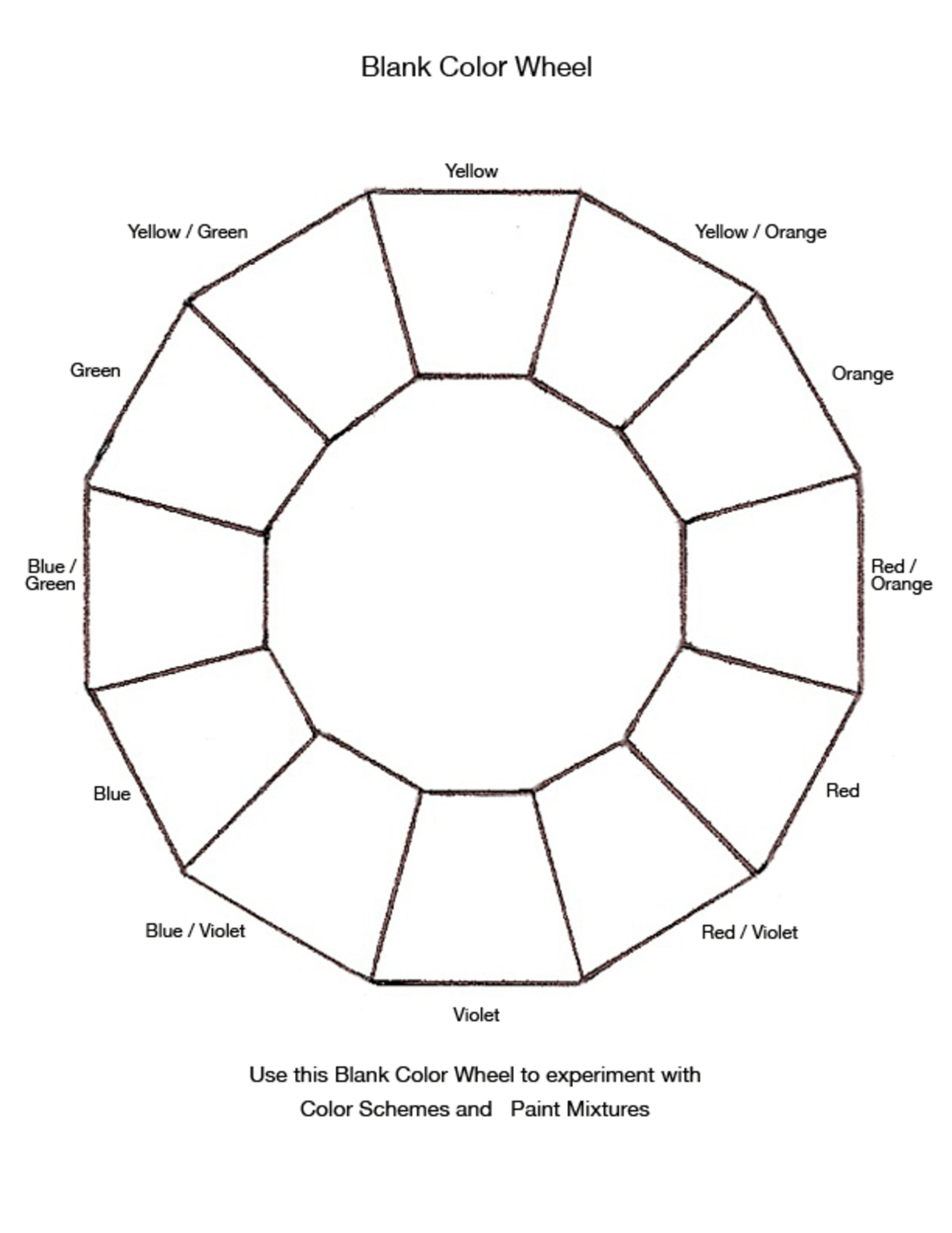 Blank Color Wheel Chart | Templates At Allbusinesstemplates For Blank Wheel Of Life Template
