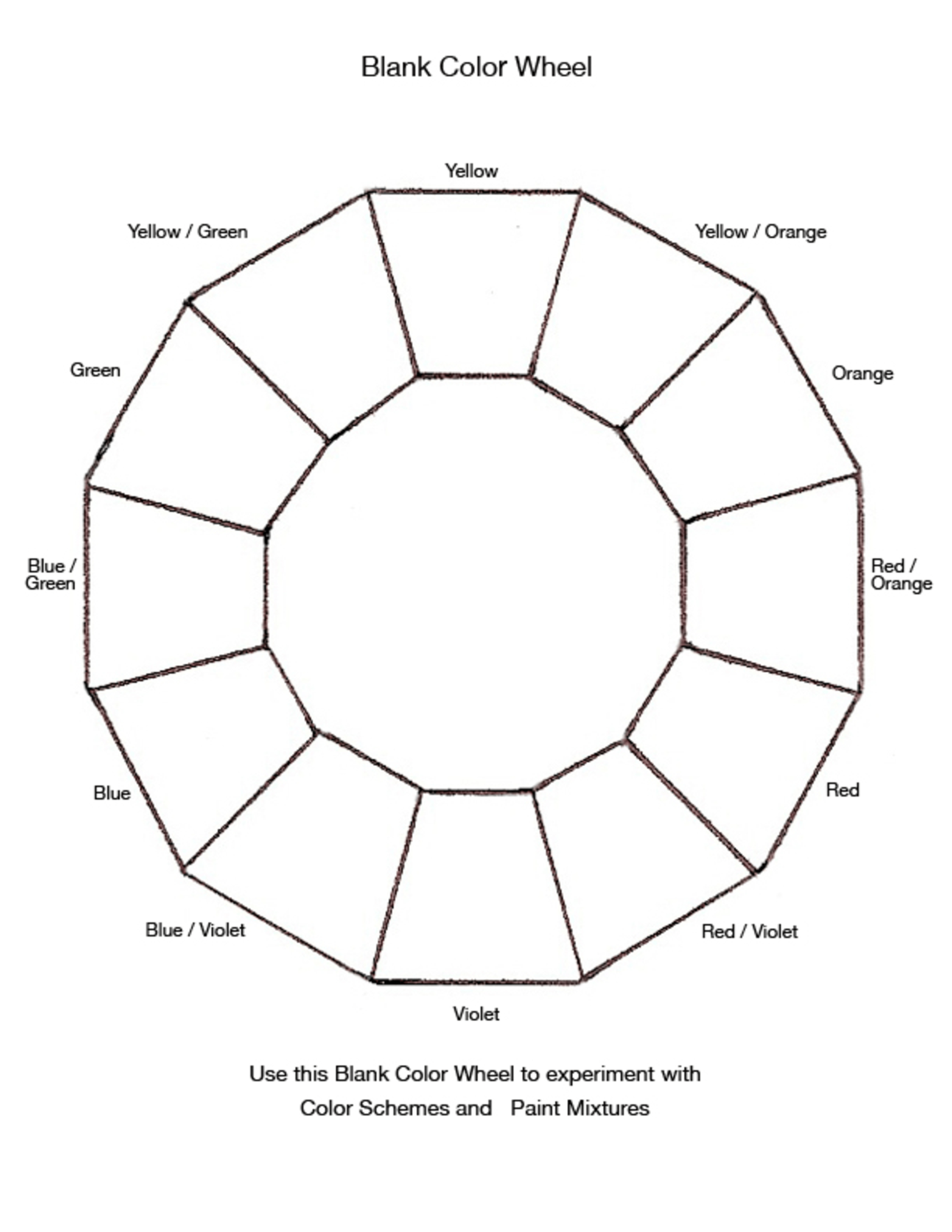 Blank Color Wheel Chart | Templates At Allbusinesstemplates Inside Wheel Of Life Template Blank