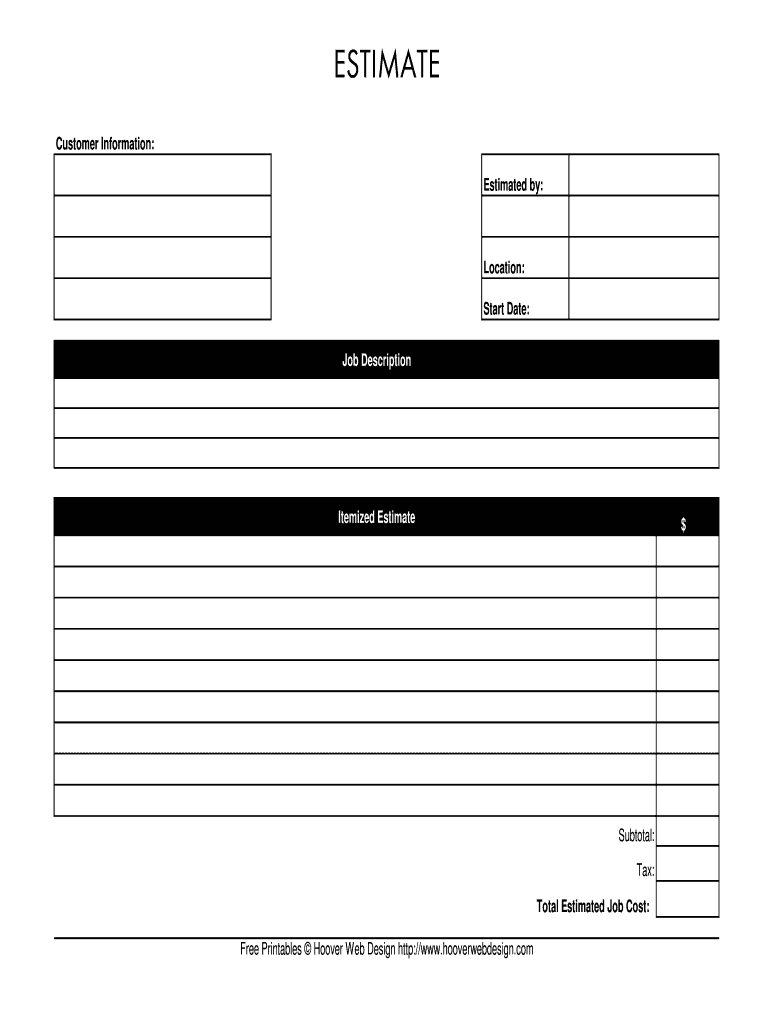 Blank Estimate Form – Calep.midnightpig.co With Blank Estimate Form Template