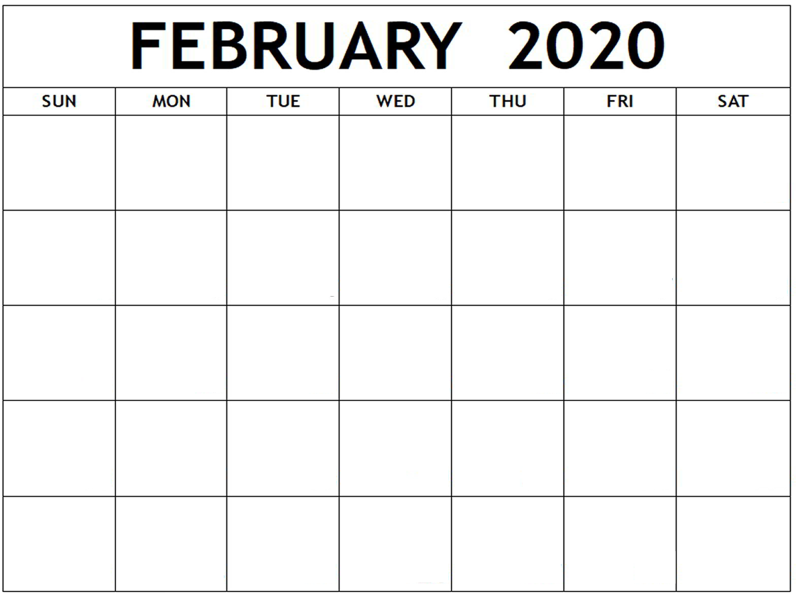 Blank February 2020 Calendar – Manage Work Activities | 12 Inside Blank Activity Calendar Template