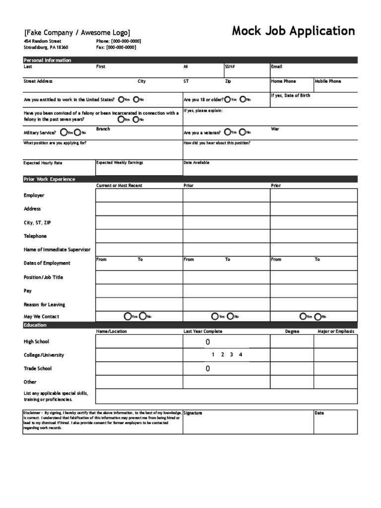 Blank Job Application Form – 5 Free Templates In Pdf, Word Throughout Job Application Template Word