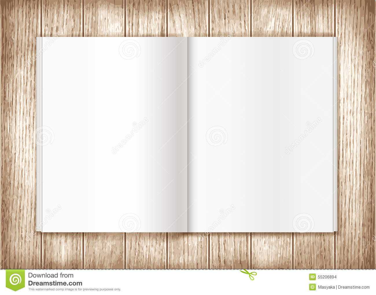 Blank Magazine On Wooden Background. Template Stock With Regard To Blank Magazine Spread Template