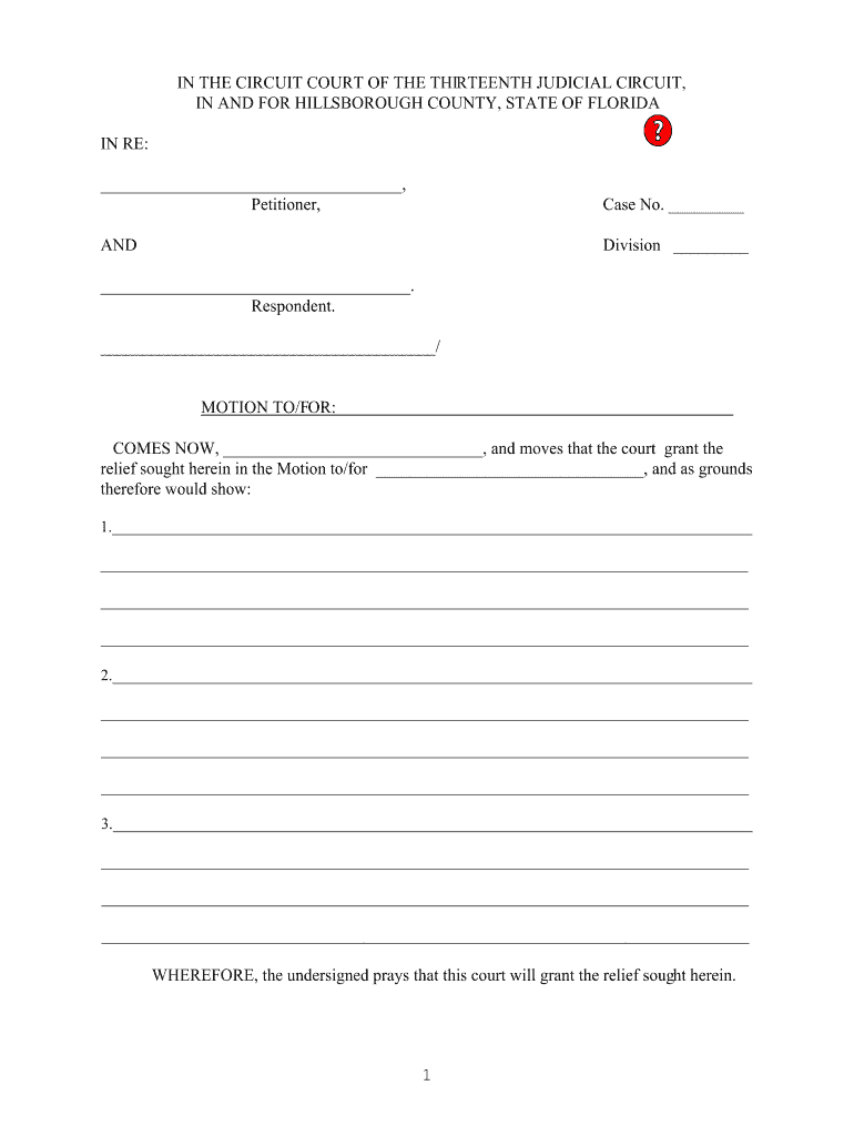 Blank Motion Form Florida – Fill Out And Sign Printable Pdf Template |  Signnow In Blank Petition Template