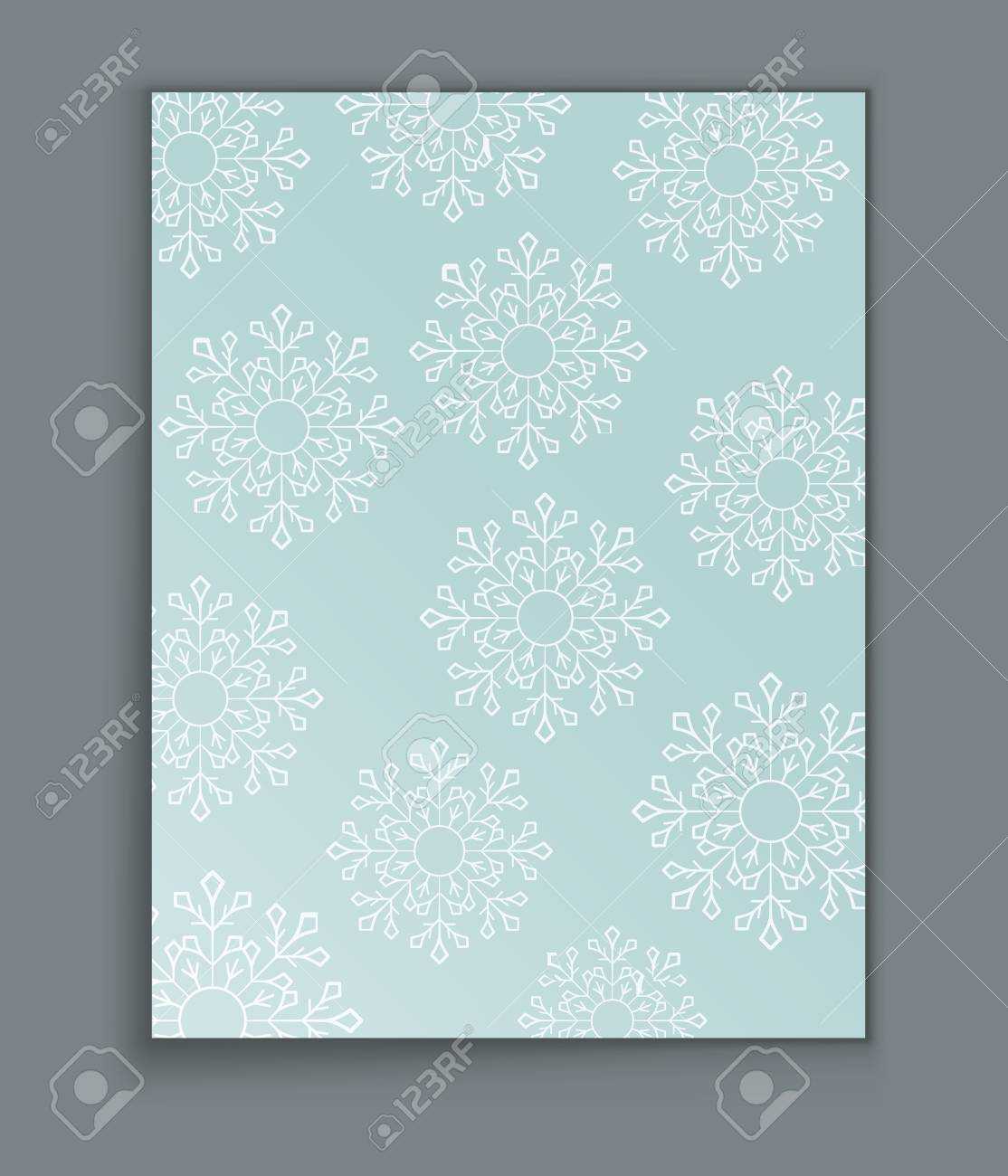 Blank Paper Page With Christmas Snowflake Pattern Vector Template. Intended For Blank Snowflake Template