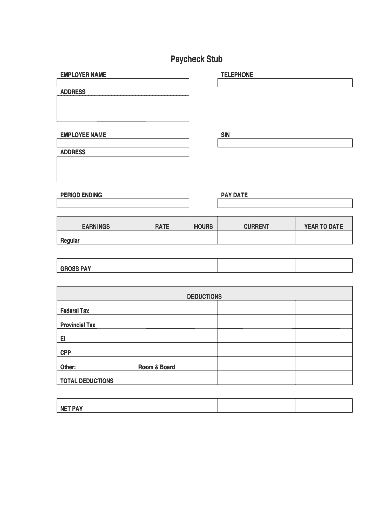 Blank Pay Stub – Fill Online, Printable, Fillable, Blank Throughout Editable Blank Check Template