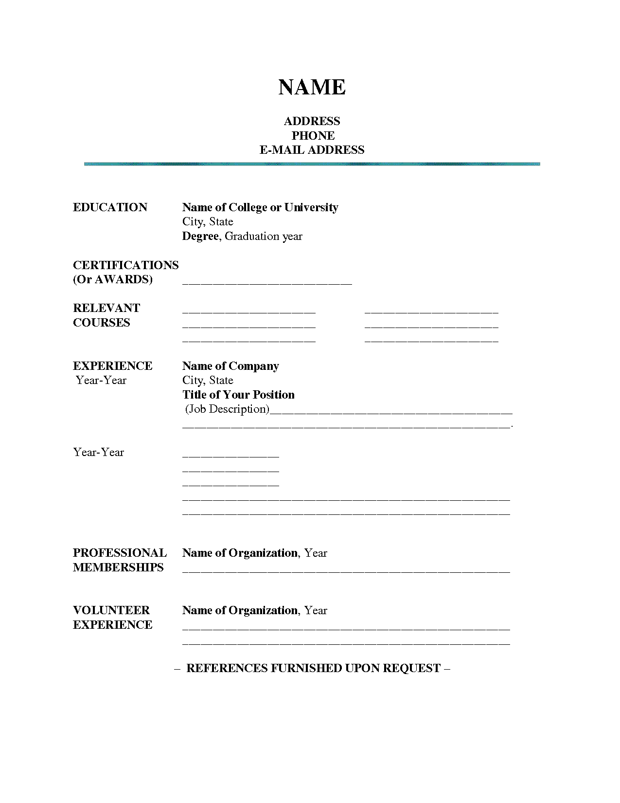 Blank Resume Templates For Microsoft Word – Calep.midnightpig.co Pertaining To Free Blank Resume Templates For Microsoft Word