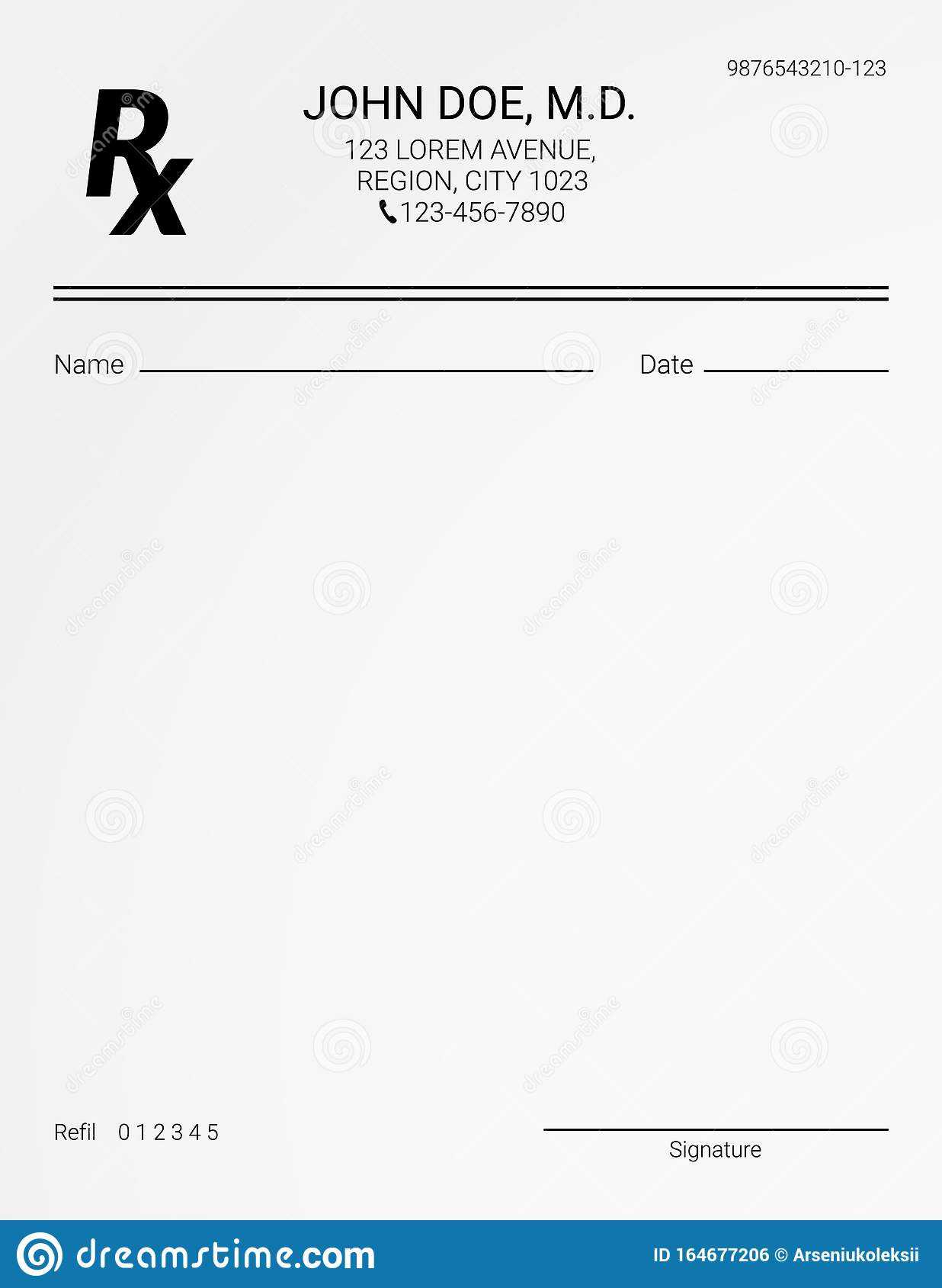 Blank Rx Prescription Form. Stock Vector – Illustration Of Inside Blank Prescription Form Template
