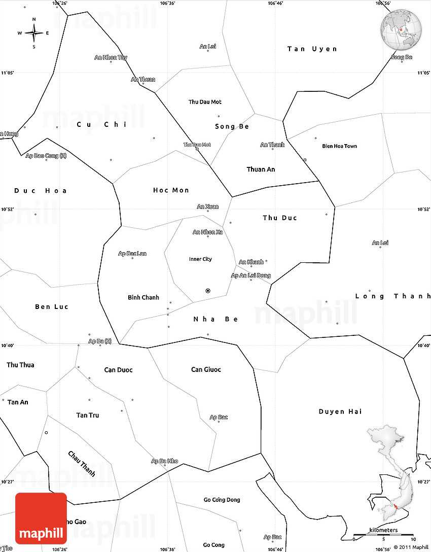Blank Simple Map Of Ho Chi Minh City With Blank City Map Template