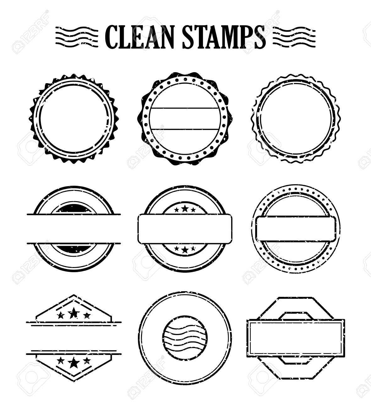 Blank Stamp Set, Ink Rubber Seal Texture Effect. Postage And.. Intended For Blank Seal Template