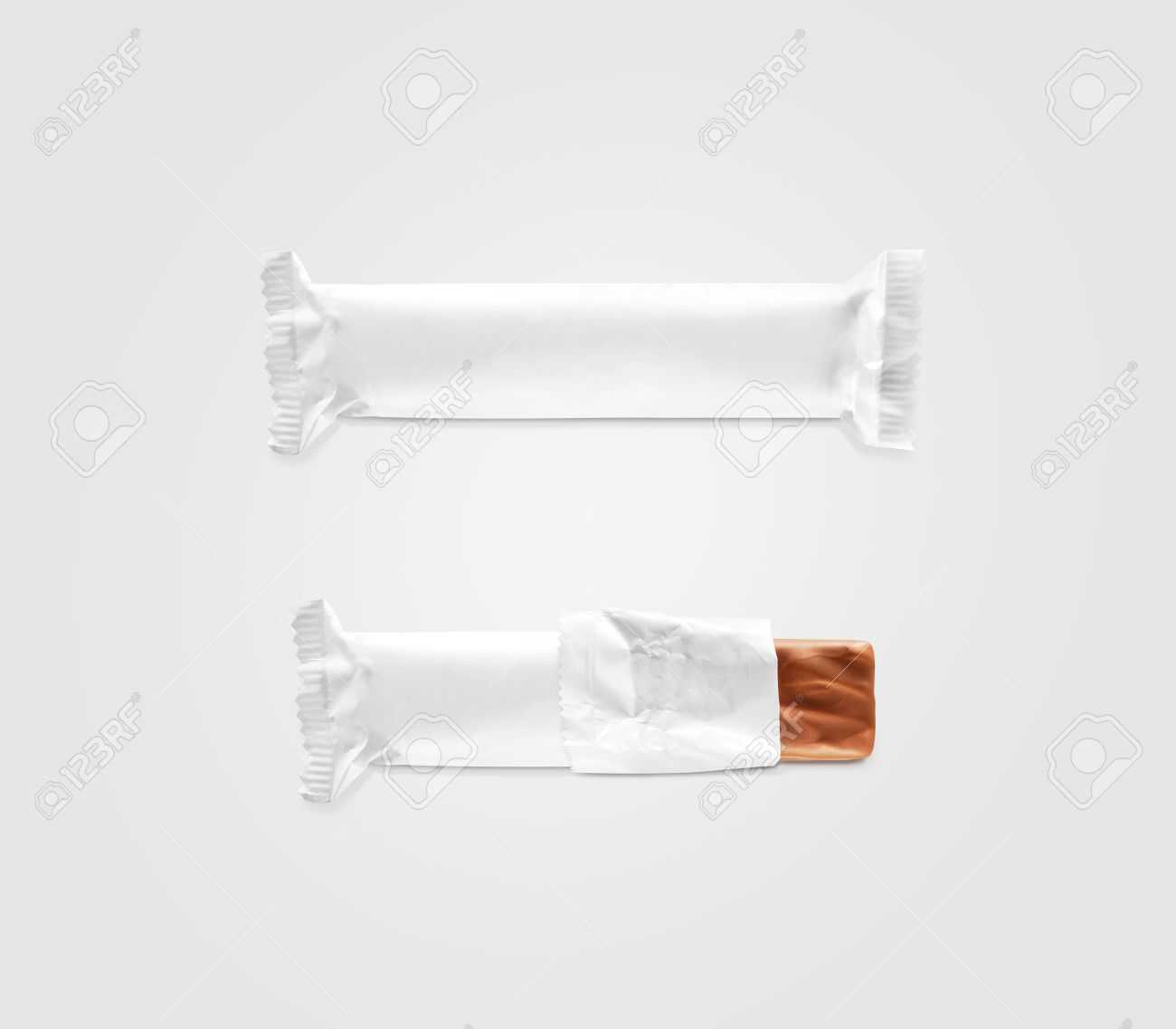 Blank White Candy Bar Plastic Wrap Mockup Isolated. Closed And.. Inside Free Blank Candy Bar Wrapper Template