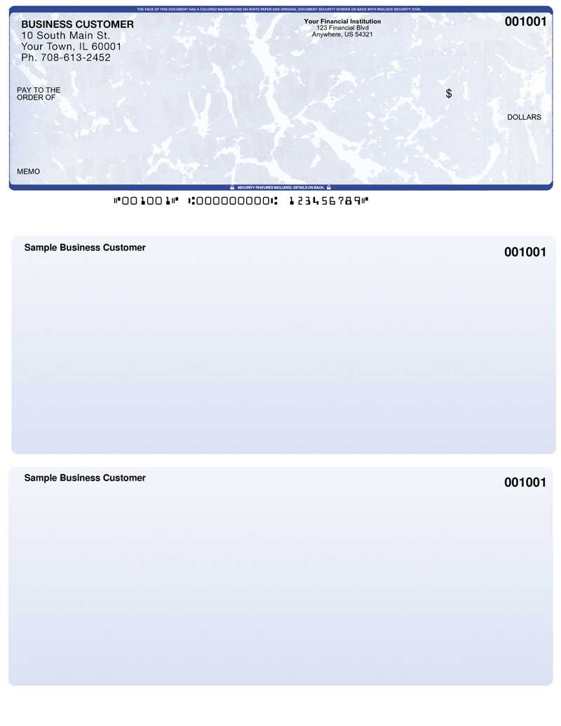 Blue Marble Top Laser Checks With Regard To Blank Business Check Template