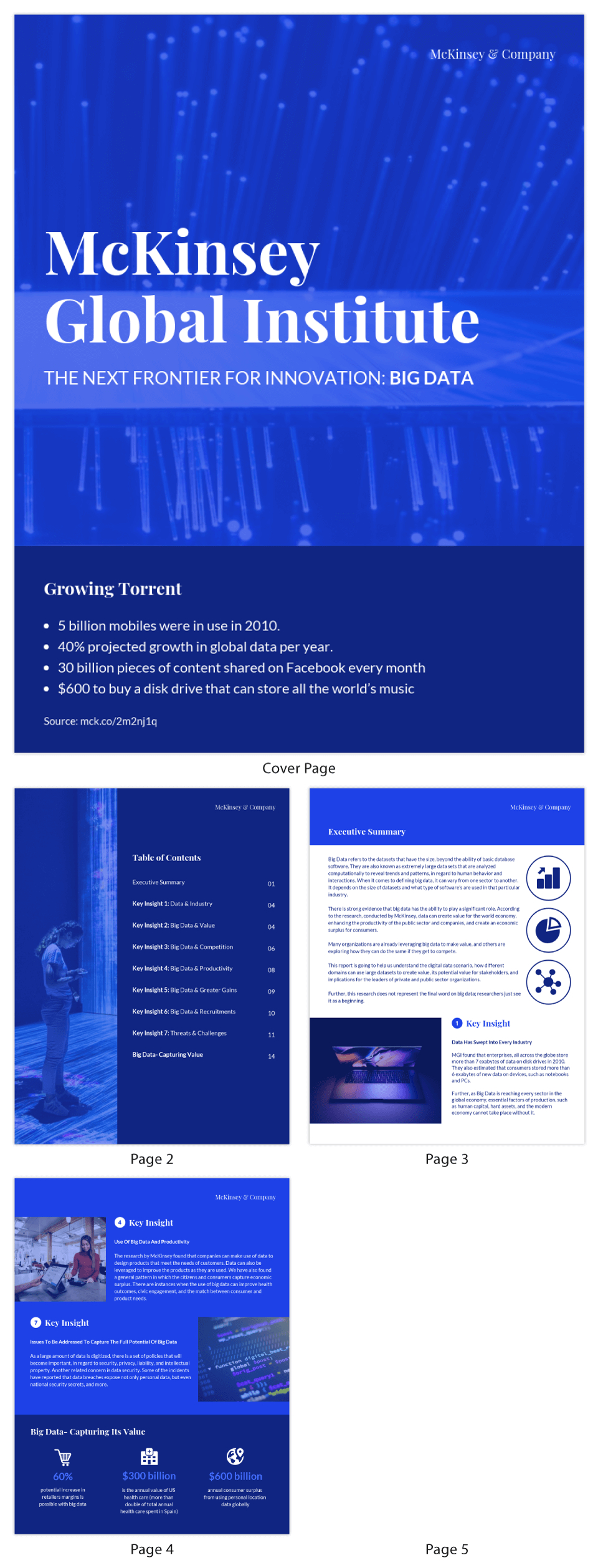 Blue Tech Mckinsey Consulting Report Template For Mckinsey Consulting Report Template