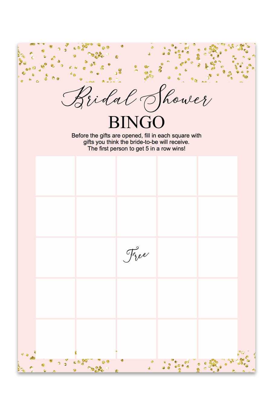 Blush And Confetti Bridal Shower Bingo - Chicfetti Regarding Blank Bridal Shower Bingo Template