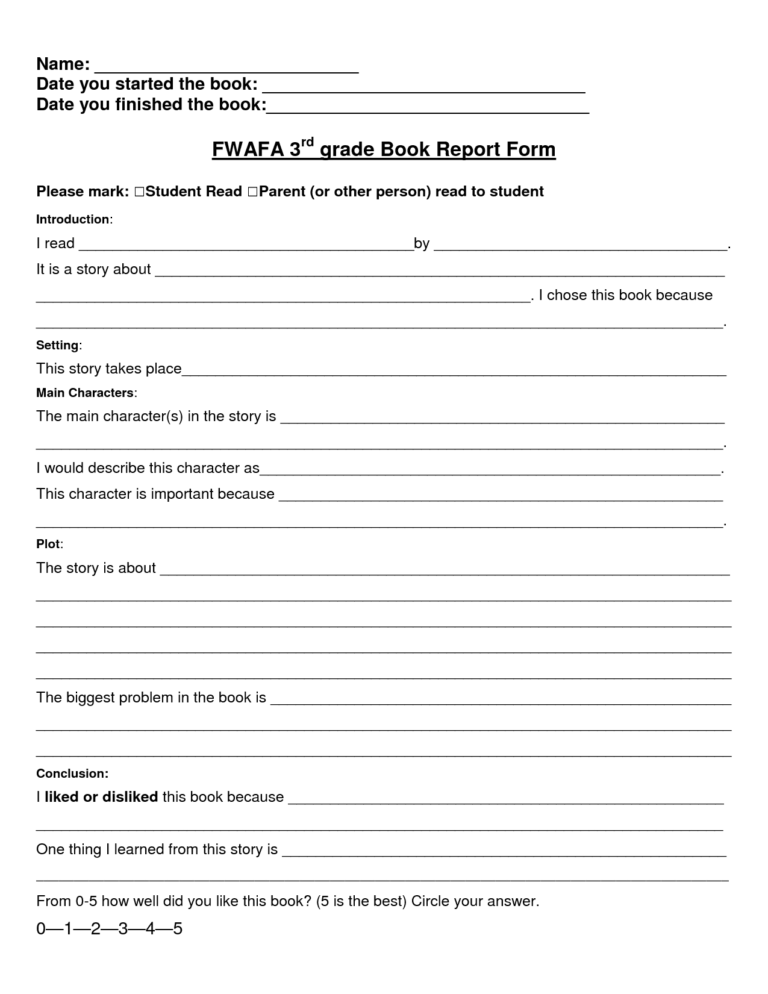 Book Report Worksheet Printable Worksheets And Activities For Book