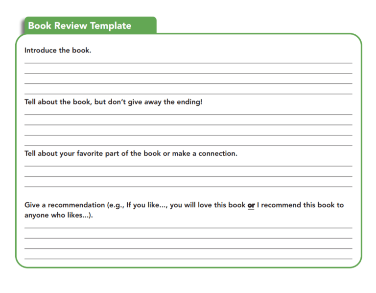 elements of a book review middle school