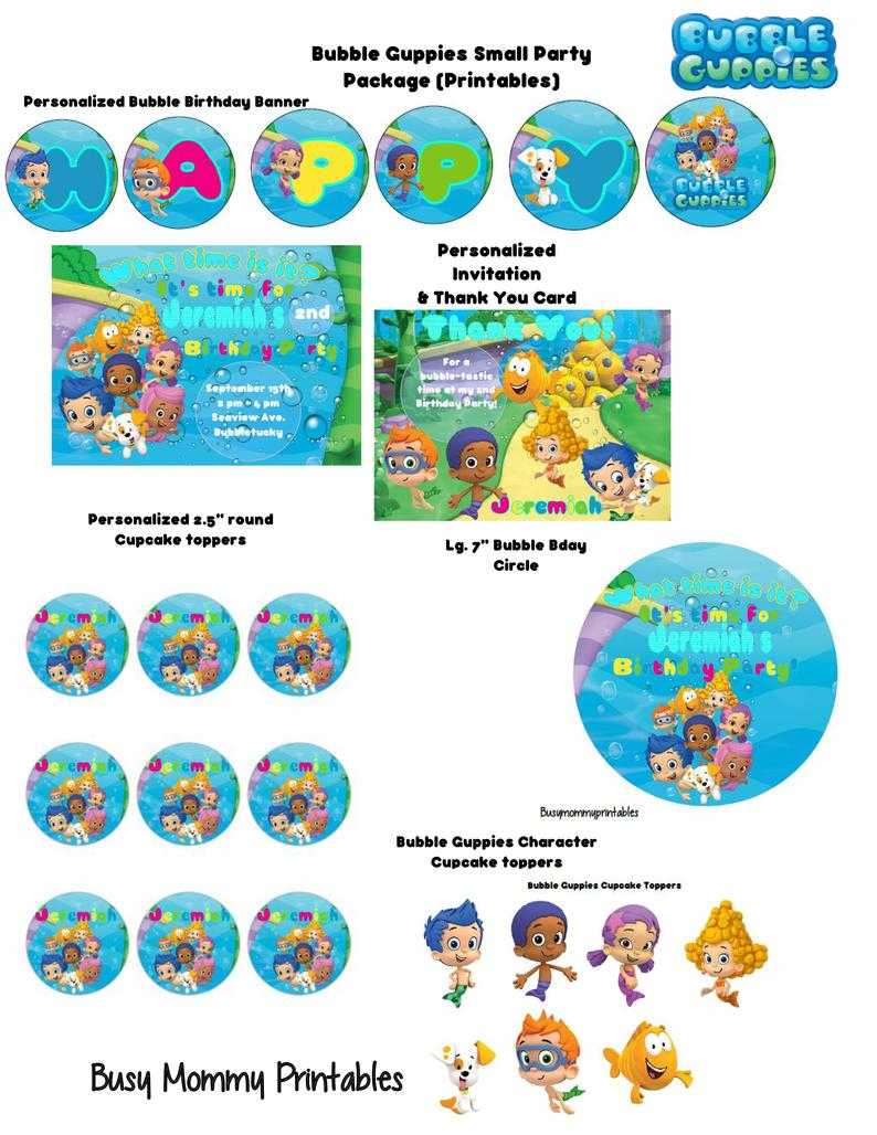 Bubble Guppies Party Package/ Bubble Guppies Birthday/ Personalized/digital  Download Intended For Bubble Guppies Birthday Banner Template