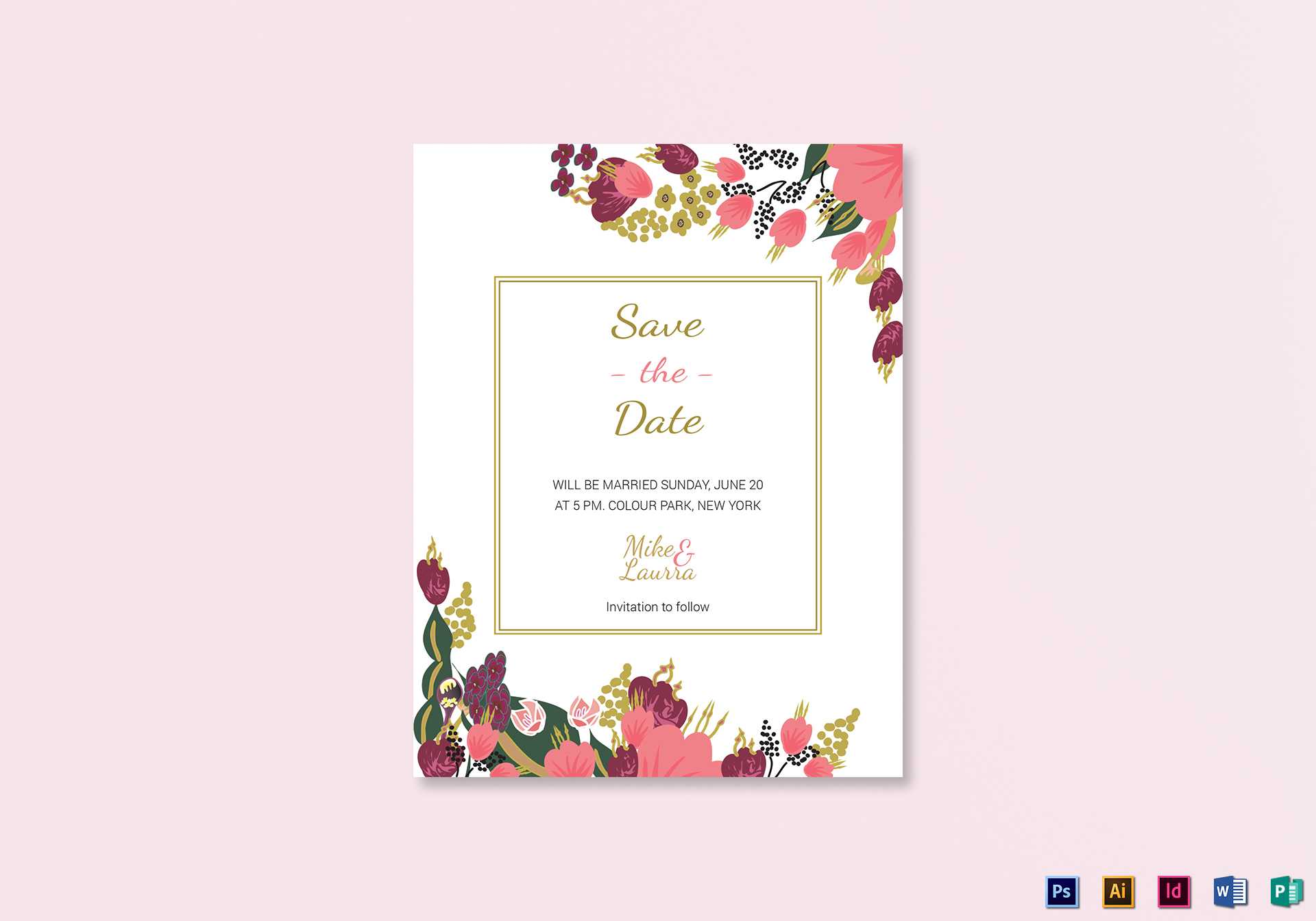 Burgundy Floral Save The Date Template Regarding Save The Date Template Word
