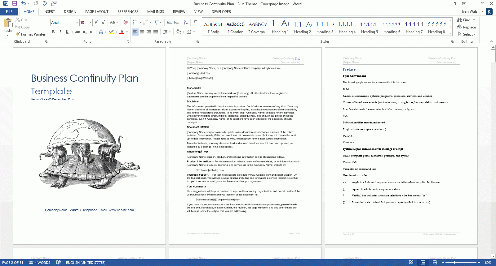 Business Continuity Plan Template (Ms Word/excel Regarding Dr Test Report Template