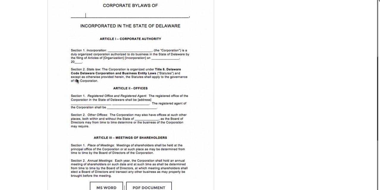 Bylaws Template Word – Calep.midnightpig.co In Corporate Bylaws Template Word
