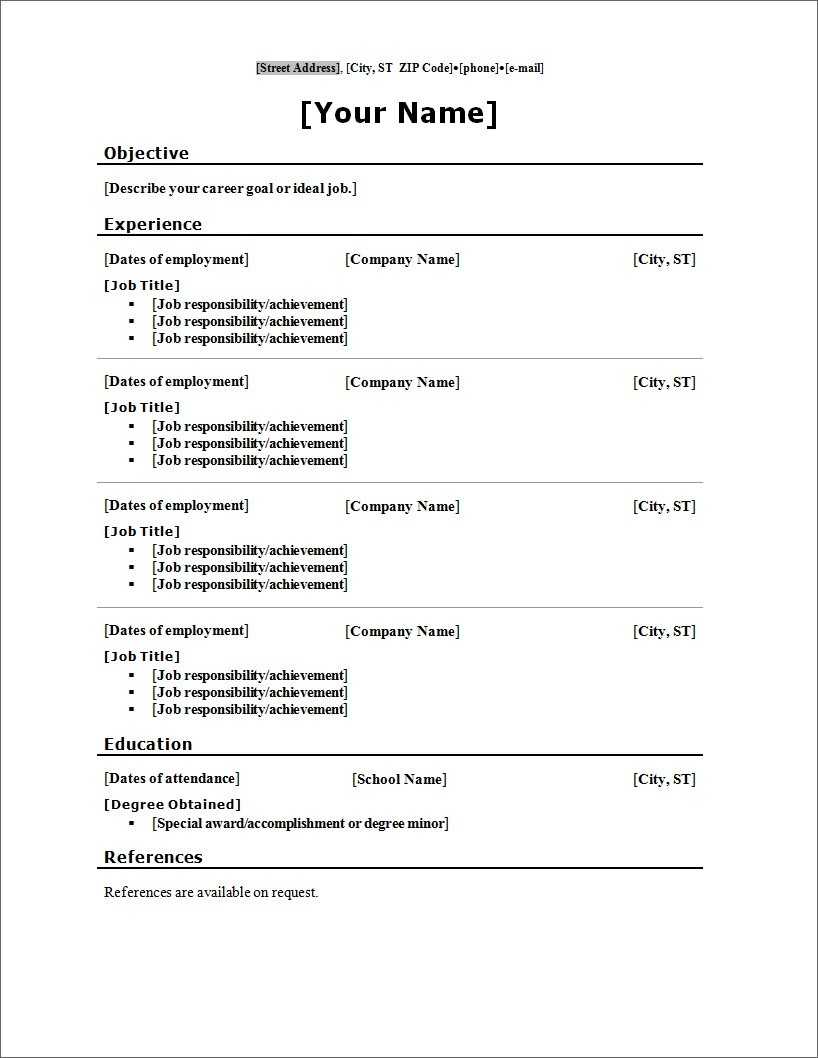 C V Format Download Word File – Resume Template 2018 For Simple Resume Template Microsoft Word