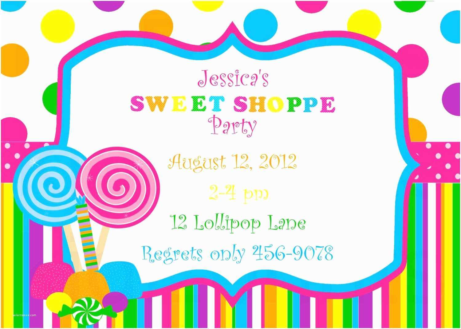 Candyland Birthday Invitations Printable Sweet Shoppe Invite In Blank Candyland Template