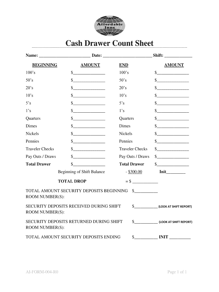 Cash Drawer Count Sheet – Fill Out And Sign Printable Pdf Template | Signnow Pertaining To End Of Day Cash Register Report Template